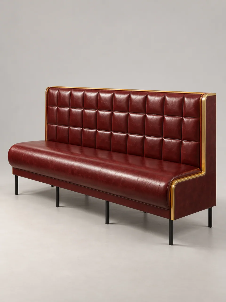 Oxblood Grid-Tuft Banquette